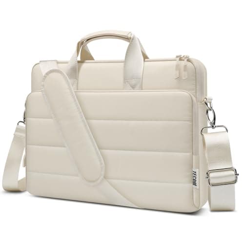 TECOOL 13 14 inch Laptop Bag Case 360 Protective with Shoulder Strap, Beige