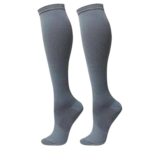 Compression Flight Socks for Men & Women Graduated Support Stockings for Travel, Work & Pregnancy Reduce Swelling & Improve Circulation (Grey, Small/Medium)