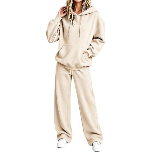 Tracksuit Womens Full Set Pullover Hoodie Wide Leg Trousers 2 Piece Outfits