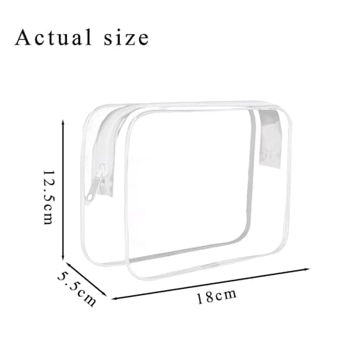 2 Pcs Clear Toiletry Bags for Travel,Medium Waterproof Clear Makeup Bag for Travel,Transparent Wash Bag with White Zip,PVC See Through Cosmetic Bags,Transparent Washbag for Men,Women,Kids — view 2