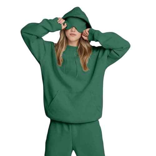 Travel Hoodie For Women Hoodies With Eye Mask Built In Ladies Oversized Hoodies Hooded Sweatshirt Pullover Tops Long Sleeve Sweatshirts Autumn Winter Thermal Fleece Tops With Pockets Trendy Outfits — view 2