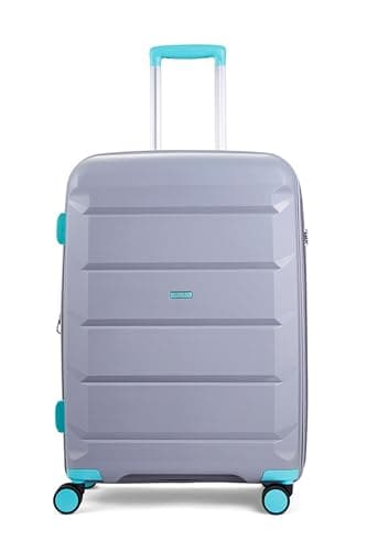 Rock Tulum Medium 63/71L Expandable Hard Shell Suitcase - Grey/Aqua — view 6