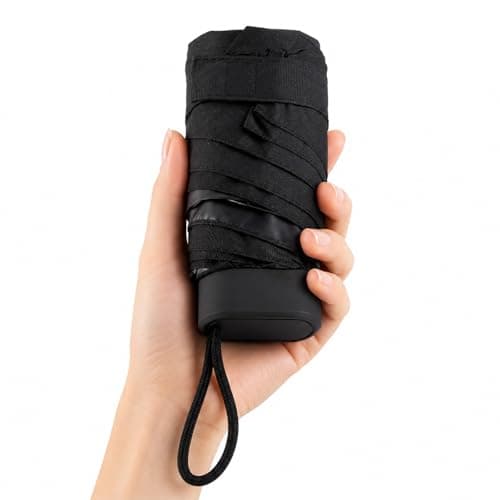 BREEZENEST Mini Travel Umbrella UPF 50+ Sun & Rain Protection, Windproof Compact Folding Umbrella for Women Men, Lightweight Pocket UV Parasol with Leakproof Case, Small Portable Umbrella (Black)