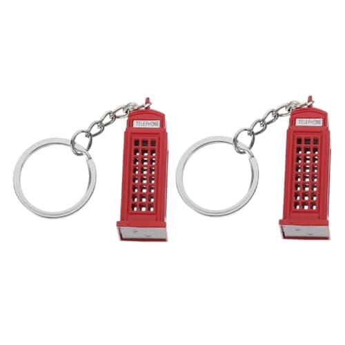 EXQUIMEUBLE 2pcs London Souvenirs Keyrings Featuring Metal Telephone Booth Keychains Made of Zinc Alloy, Compact and Lightweight Car Key Holders as Stylish Travel Souvenirs or Elegant Presents