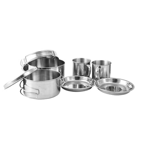 CENPEK 8Pcs Camping Cookware Set Stainless Steel Camping Portable Cooking Kit Camping Pan Set for Picnic Backpacking Hiking — view 2