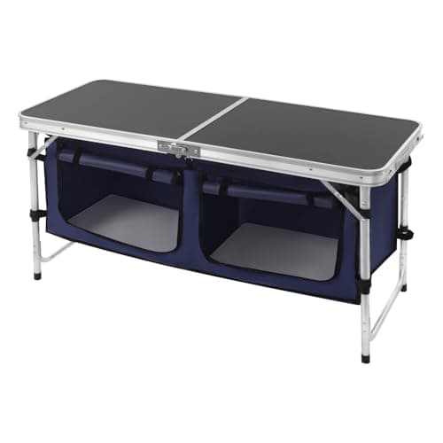 panfudongk Folding Camping Table,Camping Cupboards And Storage Folding Camping Kitchen Unit With Dual Panels Und Adjustable Legs For Outdoor, Hiking, Picnic,120 * 47 * 70cm — view 5