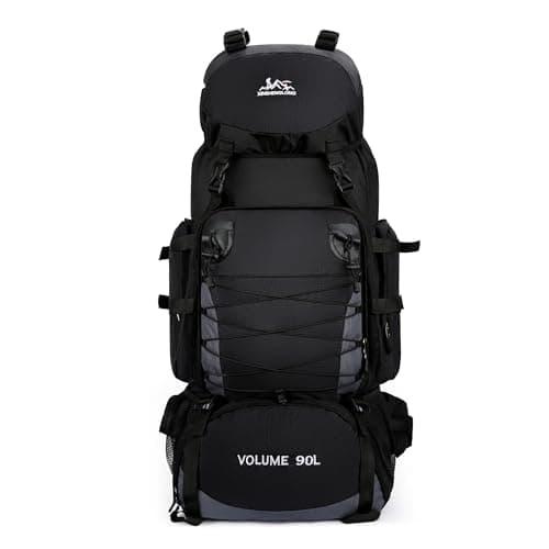Mxaeyar 90L Hiking Backpack Large Capming Rucksack Waterproof Hiking Daypack Black Daypack for Mountaineering Travelling Climbing Outdoor Tekking Backpack for Men Women