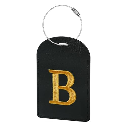 Gloppie TSA Approved Initial Luggage Tags for Suitcases, Letter Luggage Tag, Embroidered Monogrammed Travel Bag Tags Black Baggage Tag B