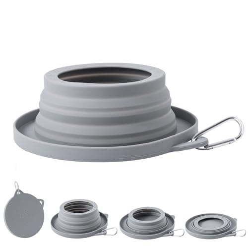 Non Spill Dog Travel Bowl with Ant-Proof Base Collapsible Pet Water Food Bowls Integrated Molding Dog Car Water Bowl Anti Spill for Road Trip, Walks, Travel, Camping and Hiking (Light Gray)