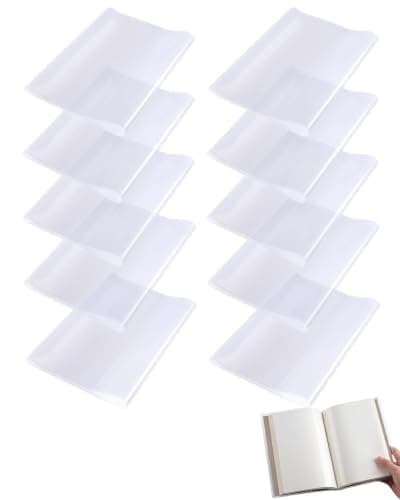XUKZIMA A4 Clear Plastic Book Cover Protectors, 10-Pack Crystal Clear Sleeves Heavy-Duty PVC Reinforced Edges Shield Books & Docs from Spills & Wear Maintain Crisp Readability