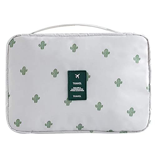 Travel Toiletry Bag Hanging Wash Bag Portable Women Girls Cosmetic Makeup Organizer with Waterproof Drawstring Bag Bathroom Shower Bag for Business Trip, Gym, Vacation & Household (Cactus)