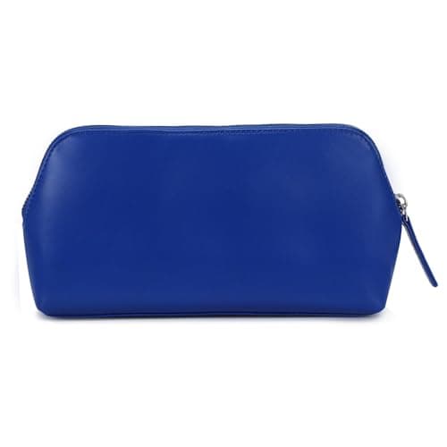 Women's Leather Cosmetic Bag - Medium Travel Makeup Pouch - Make-Up Case (Blue) — view 6