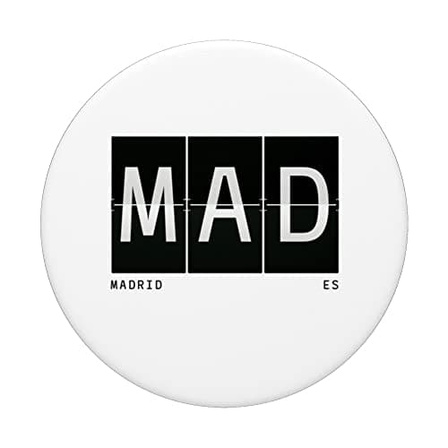MAD Madrid Spain ES Retro World Travel Airport Code PopSockets Swappable PopGrip — view 3