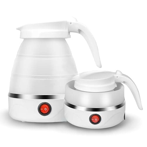ZHSDUEWN Foldable Electric Kettle, Travel Camping Mini Portable Collapsible Kettle Camping Kettle Electric, Small Caravan Coffee Maker for Outdoor Hiking Bedroom (600ML)