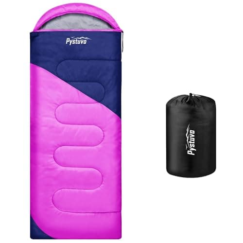 Pystuvo Sleeping Bag for Adults,4 Season Sleeping Bag,Lightweight,Waterproof Indoor & Outdoor Use, Light Purple+Navy