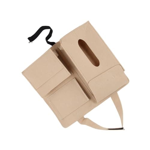 EIMSOAH Car Backseat Storage Bag Hook and Loop Design Multifunction Organizer for Car Seat Back, Ideal for Road Trips Material: Felt (Beige)
