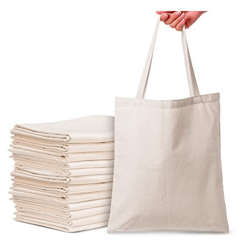 Top Urban Tote Bag Plain Natural Cotton Bag Ideal for Shopping Printing and Decoration Lightweight Reusable Canvas Fabric Bags for DIY, Advertising, Promotion, Gifts (Natural cotton, Pack of 6)