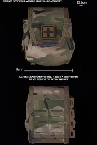 Peminkoo Outdoor Medical Kit Portable CS Combat Training Sports E-DC Tools Waist Packs MOLLE Tactical First-aid Pouch Survival Safety Bag (Khaki) — view 3