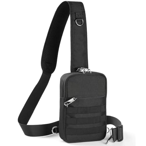 BROADREAM Tactical Waterproof Sling Bag - Anti-theft Crossbody Chest Pack for Men, Mini Shoulder Bag with Zipper Lock & RFID Blocking for Travel Work Sport