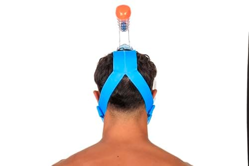 SEAC AMICA, Full Face Snorkel Mask for adults and children from 6 years of age, phthalate-free hypoallergenic polymer face mask, light blue/orange, S/M — view 6