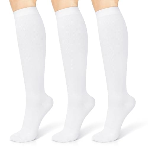 3 Pairs Compression Socks 15-20 mmhg for Men & Women, Support Socks Compression Stockings for Running, Swelling, Nurse, Flight, Nurses,Edema