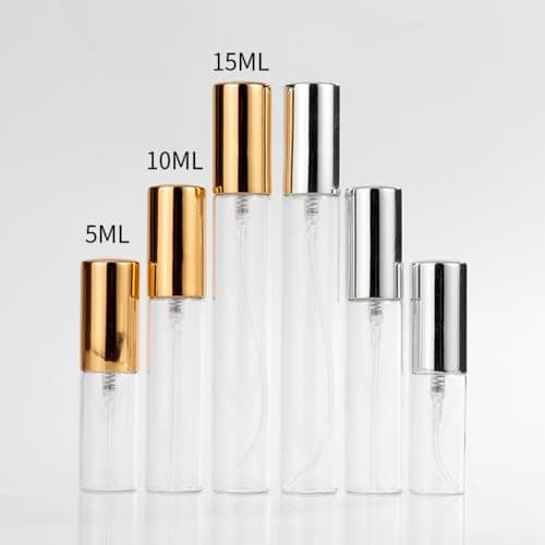 50Pcs 5ML 10ML 15ML Empty Glass Perfume Atomiser Clear Atomiser Spray Bottles Refillable Spray Perfume Bottles Fine Mist Cosmetic Container for Travel (10ML,Black) — view 4