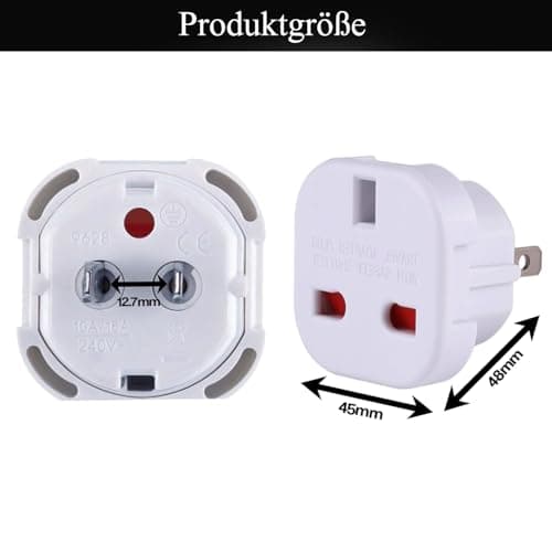 3 Pack UK to US Plug Adaptor, Thailand Travel Adapter, 3 Pin to 2 Pin USA Travel Adapter, Travel Adaptor from UK To USA, Thailand, Mexico, Canada, Colombia, White (Type A) — view 2