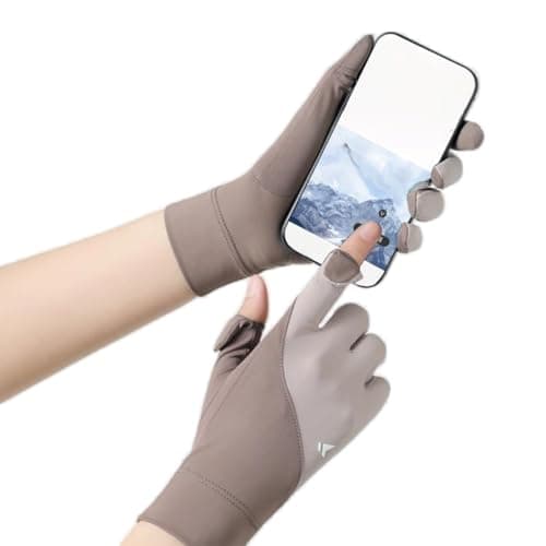 UV Sun Protection Gloves for Women Full Finger Ice Silk Touch Screen Non-Slip Driving Gloves for Travel Golf Running, gray, One Size — view 3