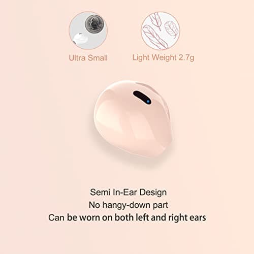 eleror Invisible Wireless Blue Tooth Earbuds Mini Earpiece Small Ear Buds Semi in-Ear Headphone Touch Control for Work, Home, Music, Audiobooks and Podcasts (Single Beige) — view 2