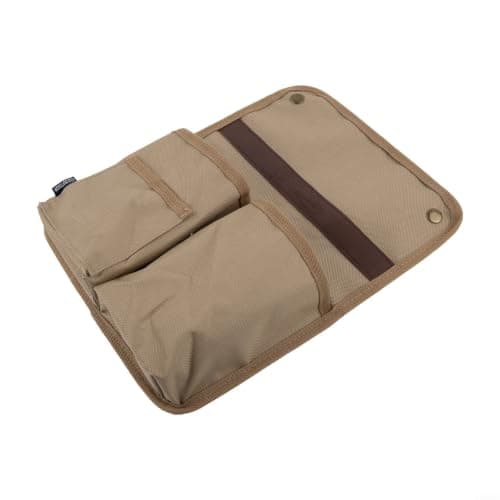 Portable Chair Side Pouch 600D Fabric Hanging Bag with Multiple Compartments for Walker Dorm Bed Outdoor Travel Khaki — view 2