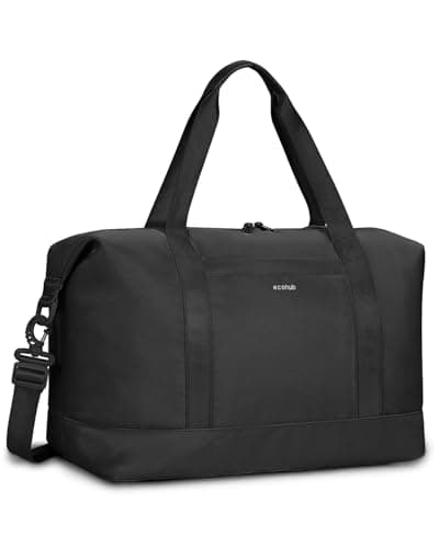 ECOHUB Ryanair Cabin Bags 40x30x20, 24L Underseat Hand Luggage Bag, Foldable Carry On Bag with Removable Wet Pocket, Water-Resistant Overnight Hospital Weekend Bag for Women, Black (Patent Pending)