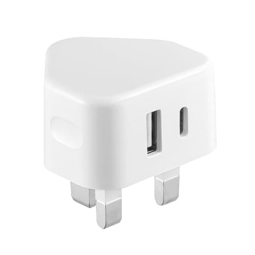 Security-01 4-Pack Dual Port Charger Plug, USB A + USB C, 5V 2.1A 10.5W Wall Power Supply Adapter, Compatible with IP camera, Tablets, MP3 players, E-Readers, Smartphones, Power tools and more, White — view 3
