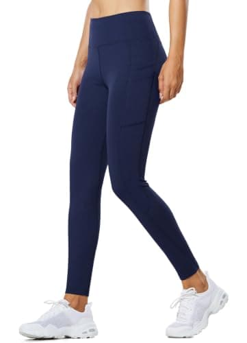 baleaf Women's Thermal Leggings Fleece Lined Water Resistant Legging High Waisted Winter Running Hiking Sports Trousers with Pockets Navy L — view 6