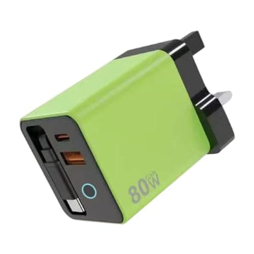 UK 80W Power Adapter with Retractable Cable, Green — view 6