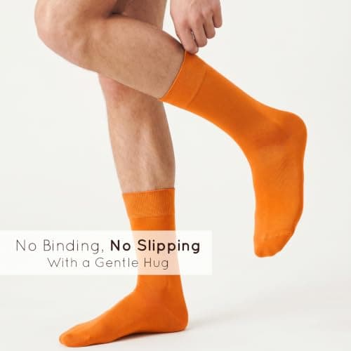 Mysocks Finest Cotton Dress Socks for Men Women - Super Soft Breathable Plain Orange Crew Socks for Business Casual Looks Orange 7-11 — view 3