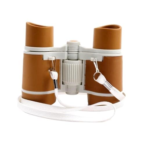 Ailan Mini Binoculars for Kids Baby Camping Lightweight Portable Kids Binoculars for Bird Watching and Outdoor Exploration Activities Compact for Pretend Bird Watching, Deep Coffee White, 8.8x11x4cm — view 2
