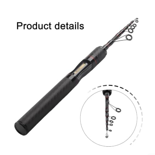 for ultra Light Carbon Fishing Rod 1.5m Portable Telescopic Pole for Trout Perch - High Sensitivity Solid Tip with Cork Handle Freshwater Travel Gear Black — view 6