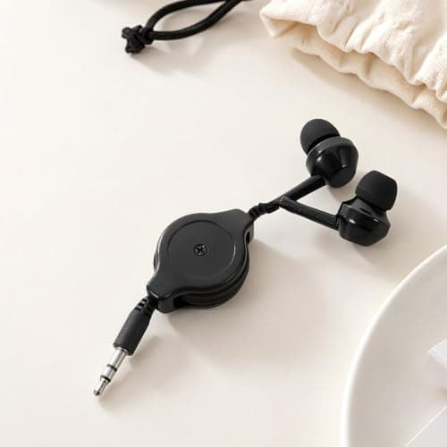2pcs Retractable Earbuds with 3.5mm Plug, Adjustable Cord for Travel — view 6