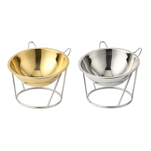 WRWIZDR Pet Feeding Bowl with Stand for Cats and Small Dogs, Gold — view 5