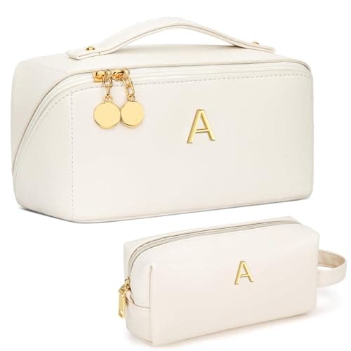 KKXIU Initial Makeup Bag for Women, Personalized Gifts for Women
