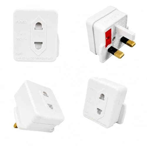 Toothbrush Adaptor Shaver Adapter Uk, 2 Pin To 3 Pin Fused Electric Socket Converter Plug, 1a 250v Shaver Charger Electric Toothbrush Adapter, White, 1Piece — view 2