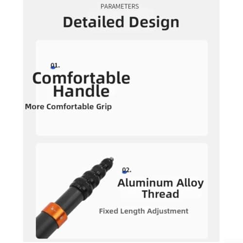for insta360 Carbon Fibre Selfie Rod - Lightweight Extendable Monopod for X4 X5 X3 Action Cameras - Invisible Pole for Shots Vlog Stand 3.0m(3 m 9-Section gold) — view 5