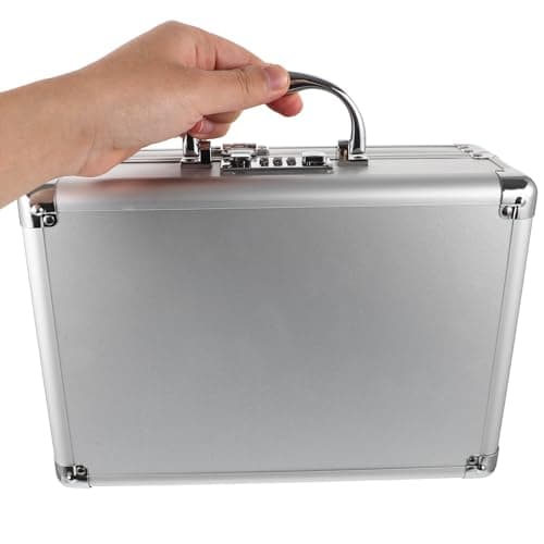 UKCOCO Aluminium Alloy Hard Briefcase for Men with Collision Protection and Password Safety, Portable Tool Storage Box Suitable for Boating and Camping, Silver Handheld Organizer — view 5