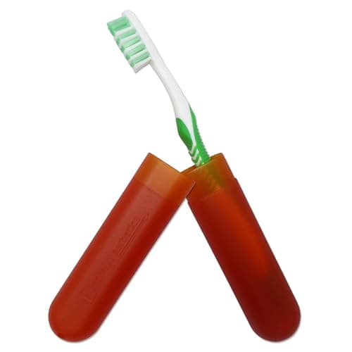 Toothbrush Case Travel Cover ~ Plastic, Store Brushes on Holidays (Orange) — view 2