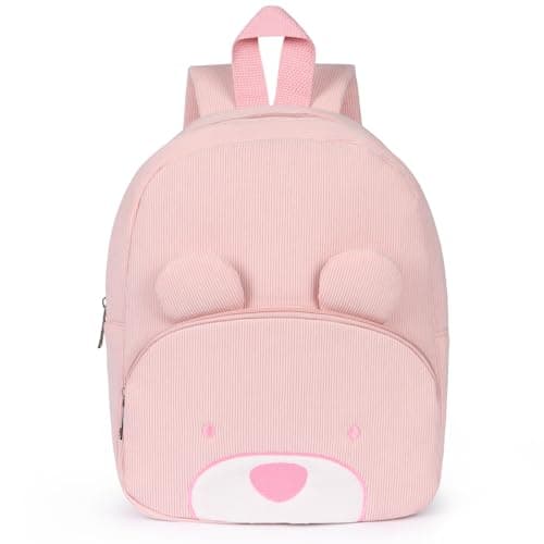 Aomig Kids Mini BackpackRucksack, Toddler Cartoon School Preschool Kindergarten Elementary Small Adjustable Corduroy Rucksack for School Travel(Cute Bear)