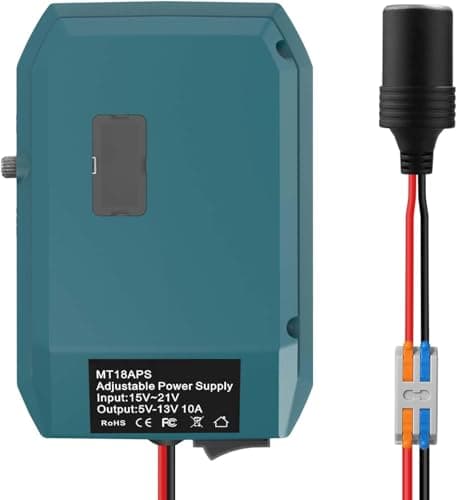 18V to 12V Step-Down Converter for Makita Battery, Power Wheels Battery Adapter, 5V-13V Buck Converter with Cigarette Lighter Socket, Car Appliance & Fridge Charger, DIY Power Station
