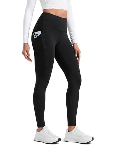 CRZ YOGA Fleece Lined Leggings with Pockets 28'' Black 14