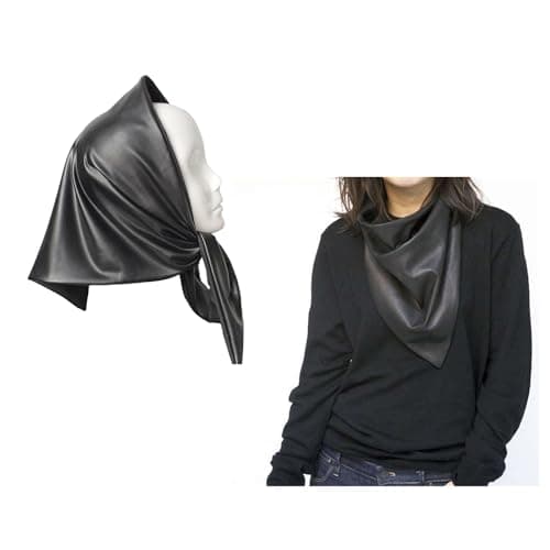 Leather Triangle Scarf Black Bandana Kerchief for Travel, Black — view 3