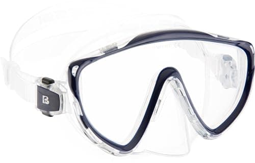 Cressi Tino & Scilla Combo Set - Split Strap Comfort in Adult Snorkel Mask Set - Tempered Glass Snorkel Mask - Clear/Blue Navy - One Size — view 2