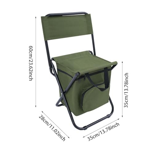 whsiodj Fishing Chair with Insulated Bag | Folding Chair Foldable Camping Chairs 220.46 lbs Capacity Portable for Outdoor Use Camping Hiking Hunting Climbing (Army Green) — view 3